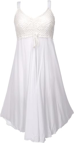 GURU SHOP Boho Minikleid, Häkelkleid, Sommerkleid, Strandkleid - Weiß, Damen, Synthetisch von GURU SHOP