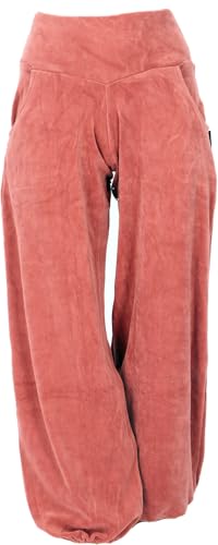 GURU SHOP Boho Samt Pluderhose, Wohlfühlhose, Yogahose - Apricot, Damen, Baumwolle, Size:S von GURU SHOP