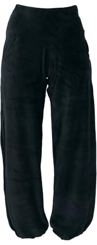 GURU SHOP Boho Samt Pluderhose, Wohlfühlhose, Yogahose - Schwarz, Damen, Baumwolle, Size:L von GURU SHOP