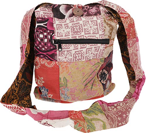 GURU SHOP Boho Schultertasche, Goßer Patchwork Beutel, Shopper - Rot, Herren/Damen, Baumwolle, Size:One Size, 38x35x15 cm, Alternative Umhängetasche, Handtasche aus Stoff von GURU SHOP