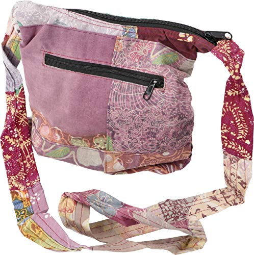 GURU SHOP Boho Schultertasche, Patchwork Tasche - Pink/rot, Herren/Damen, Mehrfarbig, Baumwolle, Size:One Size, 25x23x5 cm, Alternative Umhängetasche, Handtasche aus Stoff von GURU SHOP