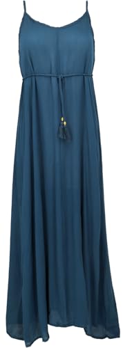 GURU SHOP Boho Sommerkleid mit Schnürung im Rücken, Maxikleid, Strandkleid - Dunkelblau, Damen, Synthetisch von GURU SHOP