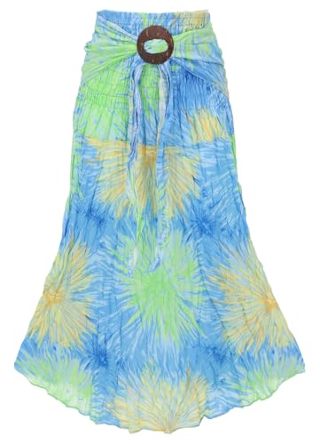 GURU SHOP Boho Sommerrock, Maxirock Hippie Chic, Wandelbares Sommerkleid, Strandkleid - Blau/grün, Damen, Synthetisch von GURU SHOP