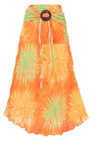 GURU SHOP Boho Sommerrock, Maxirock Hippie Chic, Wandelbares Sommerkleid, Strandkleid - Orange, Damen, Synthetisch von GURU SHOP