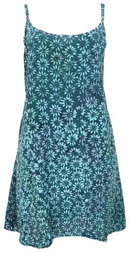GURU SHOP Boho Strandkleid, Minikleid, Sommerkleid, Trägerkleid - Petrol, Damen, Synthetisch von GURU SHOP