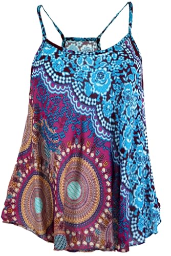 GURU SHOP Boho Trägertop, Sommertop, Damentop, Strandtop - Türkis/Flieder, Synthetisch von GURU SHOP