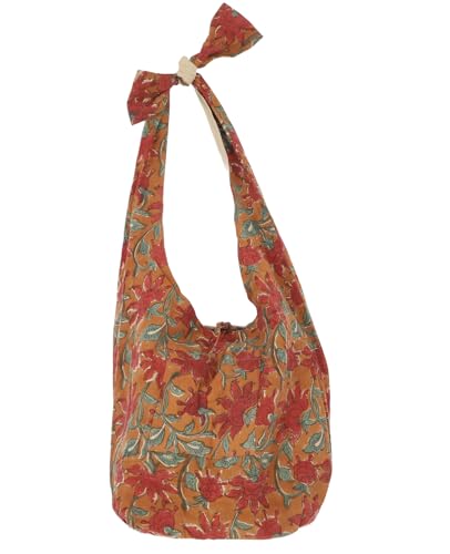 GURU SHOP Boho Umhängetasche, Blockdruck Schultertasche, Schulterbeutel, Shopper - Model 4, Unisex - Erwachsene, Baumwolle, 35x49x30 cm von GURU SHOP