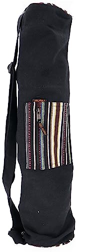 GURU SHOP Boho Yogamatten-Tasche, Yogatasche aus Nepal - Schwarz, Herren/Damen, Baumwolle, Size:One Size, 70x24x14 cm, Taschen für Yogamatten von GURU SHOP