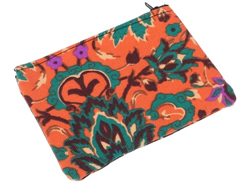 GURU SHOP Buntes Boho Portemonnaie, Upcyceling Geldbeutel aus Stoff - Rost/grün, Herren/Damen, Orange, Baumwolle, Size:One Size, 10x13x1 cm, Portemonnaies von GURU SHOP