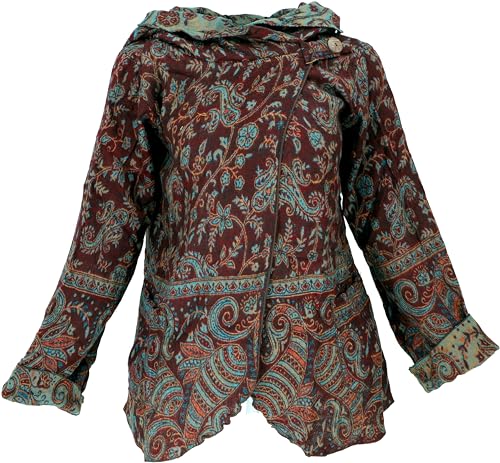 GURU SHOP Cape mit Weiter Kapuze, Flauschige Wickeljacke Chic, Wine, Synthetisch, Size:M (38) von GURU SHOP