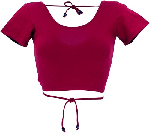 GURU SHOP Choli Top, Kurzes Top Goa-chic, Rot, Baumwolle, Size:M (38) von GURU SHOP