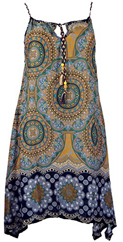 GURU SHOP Dashiki Midikleid, Trägerkleid, Strandkleid für Starke Frauen, Damen, Goldgelb, Synthetisch, Size:One Size von GURU SHOP