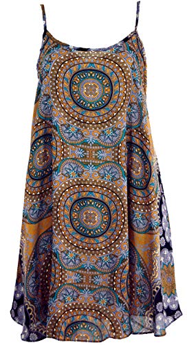 GURU SHOP Dashiki Minikleid, Trägerkleid, Strandkleid, Damen, Goldgelb, Synthetisch, Size:38 von GURU SHOP