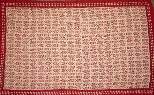 GURU SHOP Leichter Pareo, Sarong, Handbedrucktes Baumwolltuch, Herren/Damen, rot Kombination 24, Baumwolle, Size:One Size, 190x120 cm von GURU SHOP