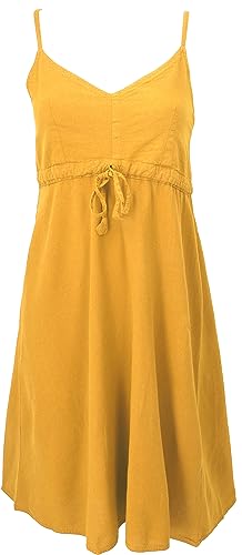 GURU SHOP Einfarbiges Casual Trägerkleid, Baumwoll Minikleid, Gelb, Baumwolle, Size:S (36) von GURU SHOP