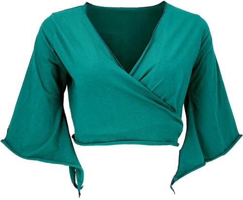 GURU SHOP Elfen Top, Top Goa-chic, Wickeltop, Petrol, Baumwolle, Size:M/L (38) von GURU SHOP