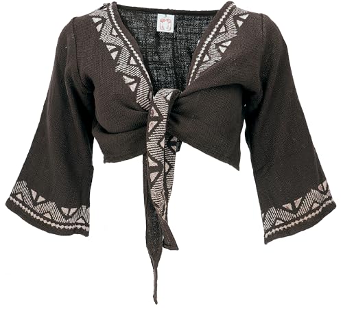 GURU SHOP Elfen Top, Tribal Top Goa-chic, Wickeltop, Dunkelbraun Model 2, Baumwolle, Size:S (36) von GURU SHOP