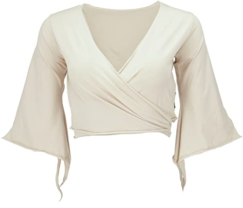 GURU SHOP Elfen Top aus Bio-Baumwolle, Top Goa-chic, Yoga Wickeltop, Sand, Size:L (40) von GURU SHOP