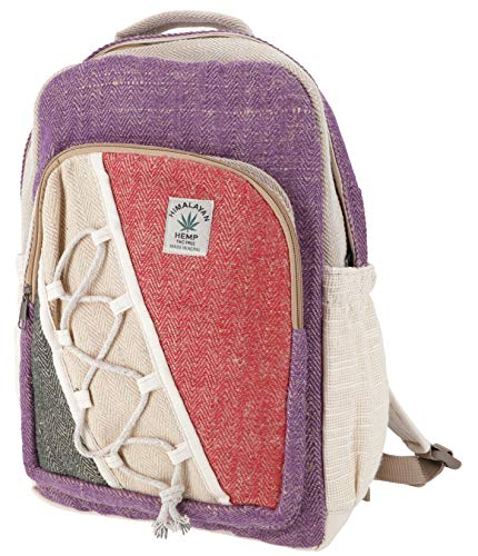 GURU SHOP Ethno Hanf Rucksack - Natur/violett, Herren/Damen, Size:One Size, 40x30x20 cm, Ausgefallene Stofftasche von GURU SHOP