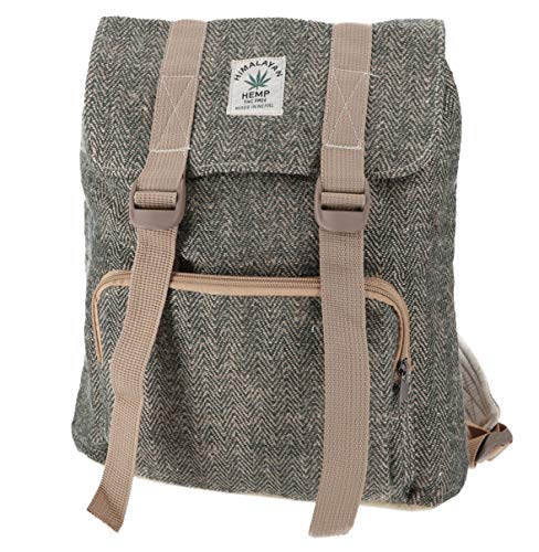 GURU SHOP Ethno Hanf Rucksack mit Schnallen - Khaki, Herren/Damen, Grün, Size:One Size, 30x30x15 cm, Ausgefallene Stofftasche von GURU SHOP