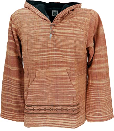 GURU SHOP Ethno Kadhi Kapuzenshirt, Baja Hoodie, Rost, Baumwolle, Size:M von GURU SHOP