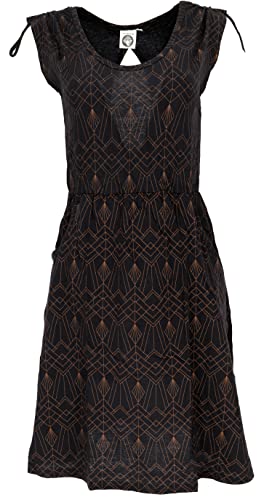 GURU SHOP Ethno Minikleid, Bedrucktes Goakleid, Rückenfreies Kleid, Schwarz, Baumwolle, Size:M (38) von GURU SHOP