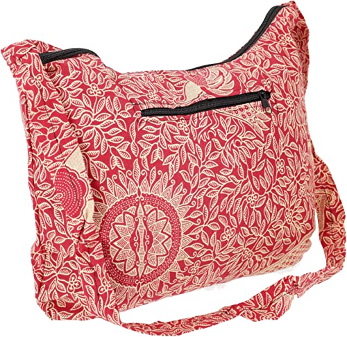 GURU SHOP Ethno Schulterbeutel, Hippie Tasche, Exotische Schultertasche - Rot, Herren/Damen, Baumwolle, Size:One Size, 30x40x10 cm, Alternative Umhängetasche, Handtasche aus Stoff von GURU SHOP