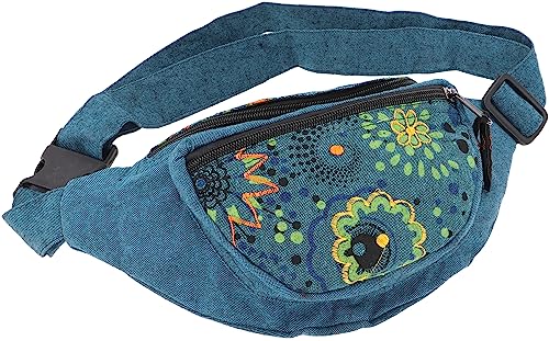 GURU SHOP Ethno Sidebag, Bestickte Boho Nepal Gürteltasche - Petrol, Herren/Damen, Blau, Baumwolle, Size:One Size, 13x20x4 cm, Festival- Bauchtasche Hippie von GURU SHOP