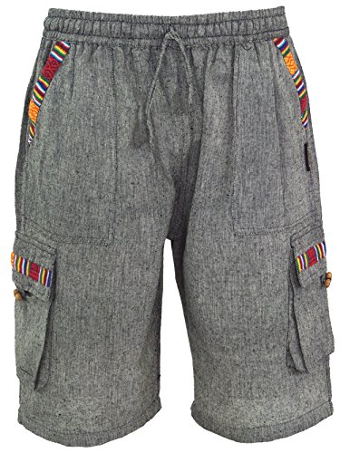 GURU SHOP Ethno Yogashorts im Goastyle, Steingrau, Baumwolle, Size:XL (56) von GURU SHOP