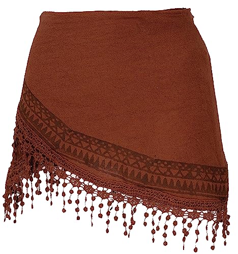 GURU SHOP Extravaganter Cacheur, Superkurzer Bedruckter Minirock, Wickelrock, Damen, Rost, Baumwolle, Size:38 von GURU SHOP