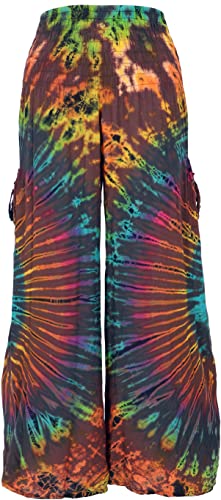 GURU SHOP Farbenfrohe Batikhose, Palazzohose, Weite Sommerhose, Bunt, Synthetisch, Size:S (36) von GURU SHOP