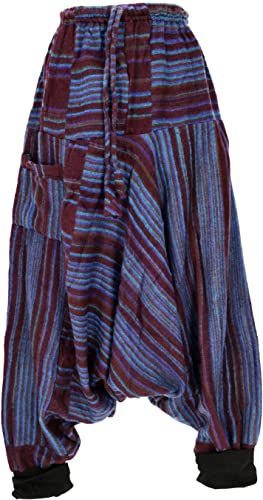 GURU SHOP Flauschige Haremshose, Pluderhose, Pumphose, Aladinhose, Damen, Weinrot/blau, Synthetisch, Size:40 von GURU SHOP