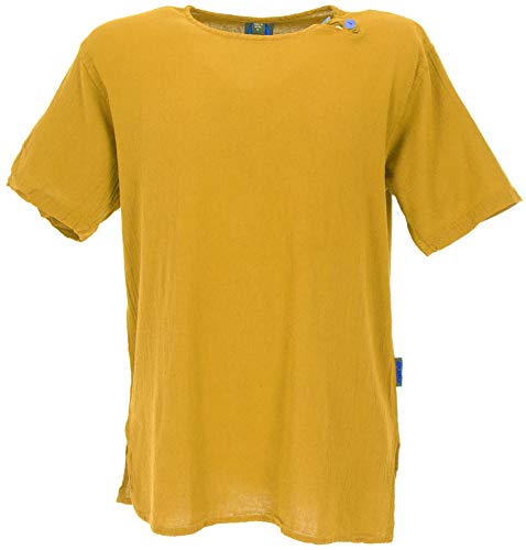 GURU SHOP Freizeithemd, Yoga Hemd, Kurzarm Schlupfhemd, Goa Hemd, Mustard, Baumwolle, Size:L von GURU SHOP