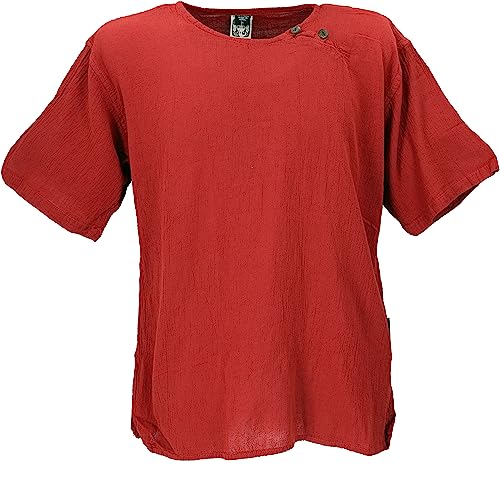 GURU SHOP Freizeithemd, Yoga Hemd, Kurzarm Schlupfhemd, Goa Hemd, Rostrot, Baumwolle, Size:L von GURU SHOP