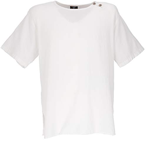 GURU SHOP Freizeithemd, Yoga Hemd, Kurzarm Schlupfhemd, Goa Hemd, Weiß, Baumwolle, Size:XXL von GURU SHOP