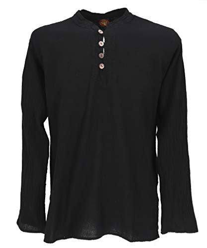 GURU SHOP Freizeithemd, Yoga Hemd, Schlupfhemd, Goa Hemd, Schwarz, Baumwolle, Size:XXL von GURU SHOP