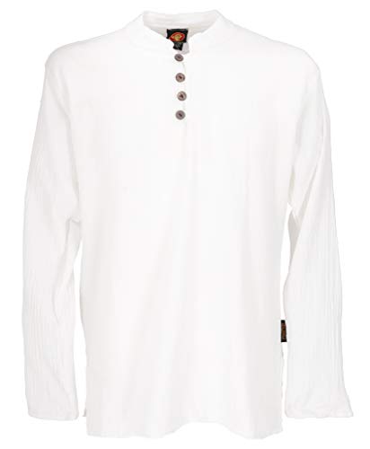 GURU SHOP Freizeithemd, Yoga Hemd, Schlupfhemd, Goa Hemd, Weiß, Baumwolle, Size:L von GURU SHOP