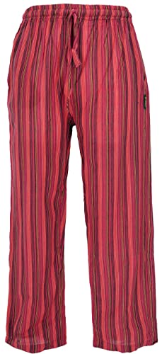 GURU SHOP Gestreifte Yogahose, Unisex Baumwoll-Goa-Hose, Rot, Baumwolle, Size:M (48) von GURU SHOP