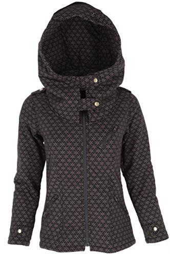 GURU SHOP Goa Festival Jacke `Flower of Life`, Jacke mit Weiter Kapuze, Schwarz/braun, Baumwolle, Size:L/XL (40) von GURU SHOP