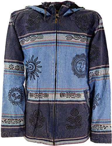 GURU SHOP Goa Jacke, Ethno Kapuzen Jacke, Blau, Baumwolle, Size:L von GURU SHOP