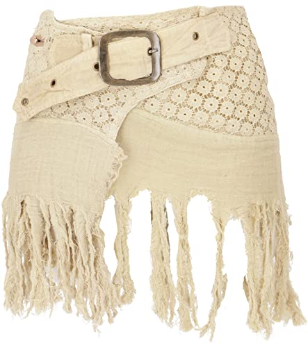 GURU SHOP Goa Minirock, Wickelrock, Cacheur, Damen, Beige, Baumwolle, Size:40, Röcke Alternative Bekleidung von GURU SHOP