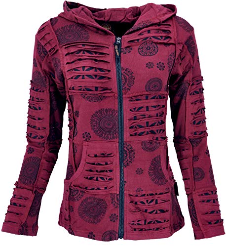 GURU SHOP Goa Patchwork Jacke, Kapuzenjacke, Bordeaux, Baumwolle, Size:M (40) von GURU SHOP