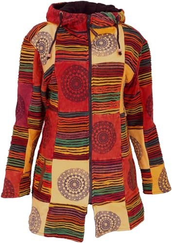 GURU SHOP Goa Patchwork Kurzmantel, Boho Hippie Jacke - Rostorange, Damen, Baumwolle, Size:L von GURU SHOP