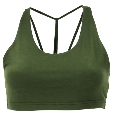 GURU SHOP Goa Psytrance Bikini Top, Boho Top, Pixi Top mit Toller Rückenpartie - Olivgrün, Damen, Synthetisch, Size:L von GURU SHOP