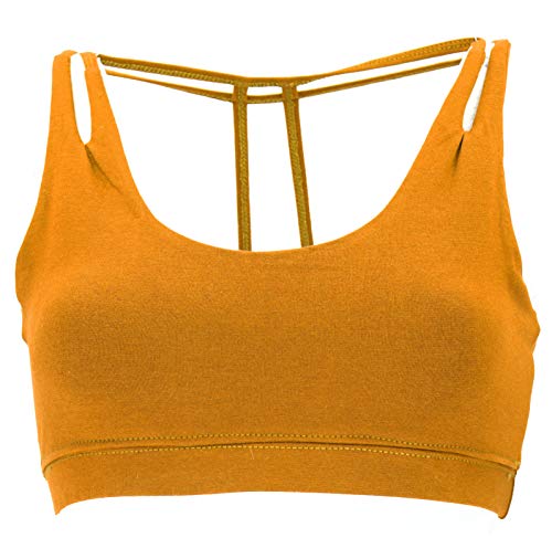 GURU SHOP Goa Psytrance Bikini Top, Goa Top, Pixi Yoga Bra, Kurkuma, Baumwolle, Size:S/M (36) von GURU SHOP