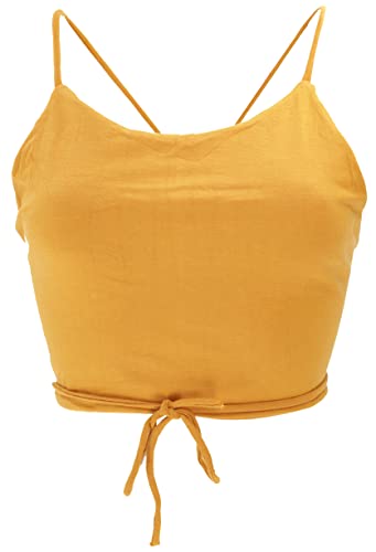 GURU SHOP Goa Psytrance Bikini Top, Top, Pixi Top, Yogatop, Bindetop, Kurkuma, Baumwolle, Size:S/M (36) von GURU SHOP