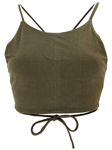 GURU SHOP Goa Psytrance Bikini Top, Top, Pixi Top, Yogatop, Bindetop, Olivgrün, Baumwolle, Size:M/L (38) von GURU SHOP