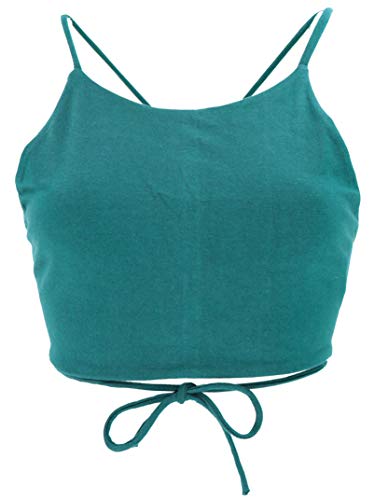 GURU SHOP Goa Psytrance Bikini Top, Top, Pixi Top, Yogatop, Bindetop, Petrol, Baumwolle, Size:S/M (36) von GURU SHOP