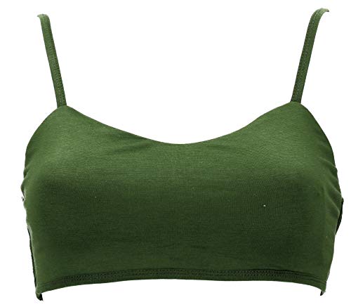 GURU SHOP Goa Psytrance Bikini Top, Top, Pixi Yoga Bra, Olivegrün, Synthetisch, Size:S/M (36) von GURU SHOP