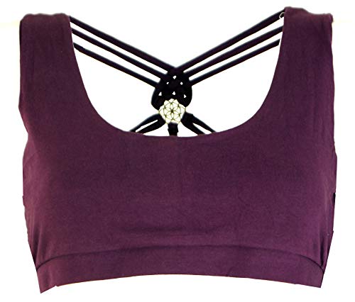 GURU SHOP Goa Psytrance Bikini Top, Top, Pixi Yoga Top, Plum, Baumwolle, Size:L (40) von GURU SHOP